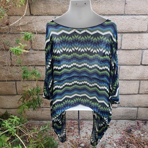 One Size XL 1X women FOR LOVE & LEMON shirt boho semi-sheer - Picture 7 of 8